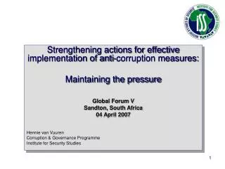 Strengthening actions for effective implementation of anti-corruption measures: