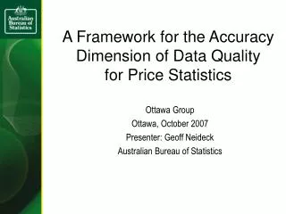 A Framework for the Accuracy Dimension of Data Quality for Price Statistics