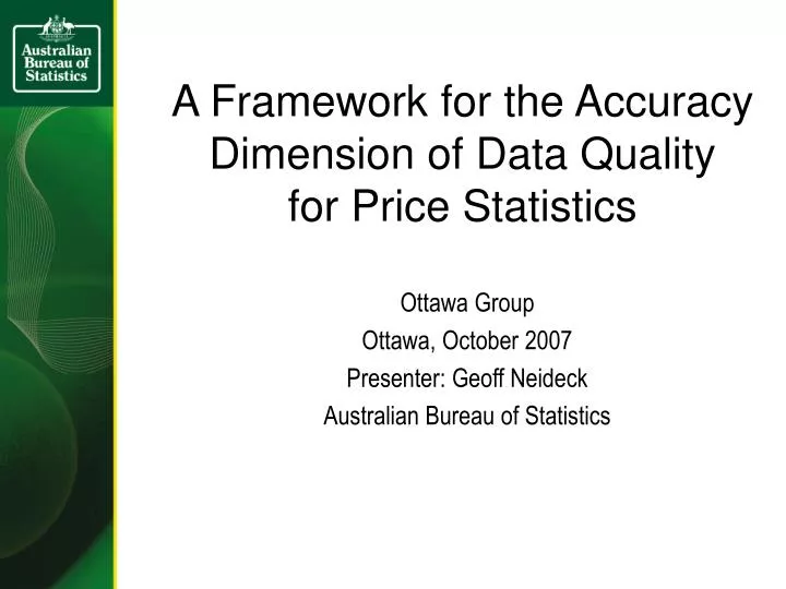 a framework for the accuracy dimension of data quality for price statistics