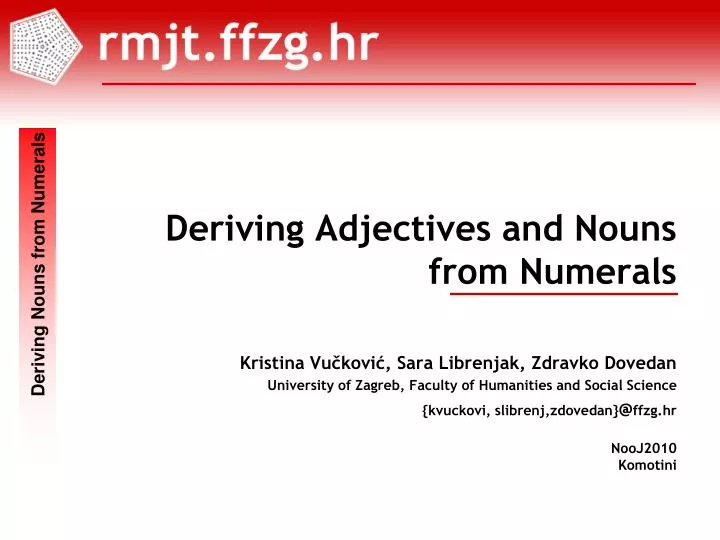deriving adjectives and nouns from numerals