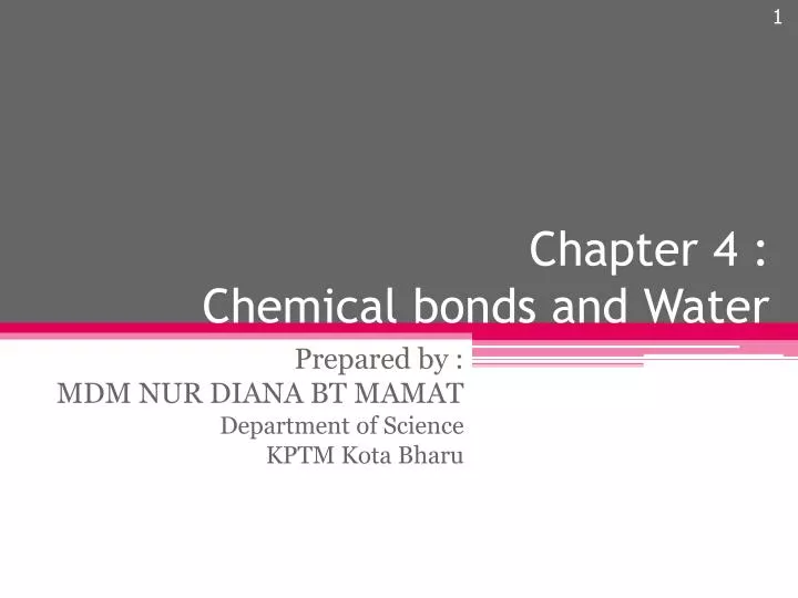 chapter 4 chemical bonds and water