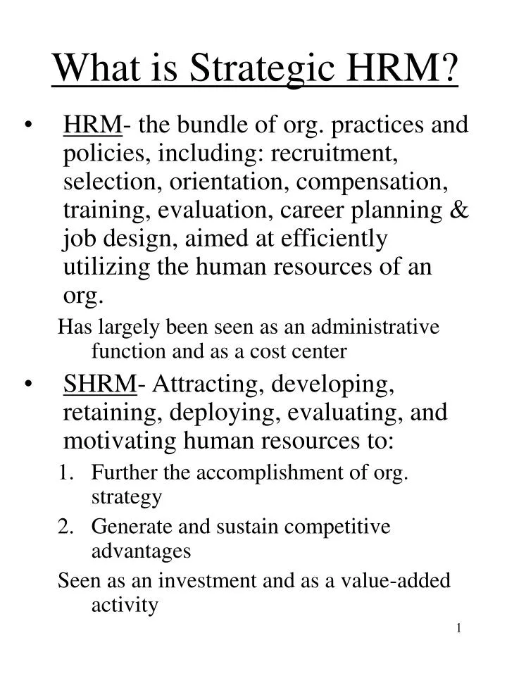 what is strategic hrm