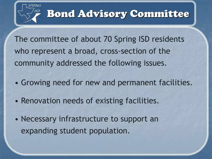 bond advisory committee