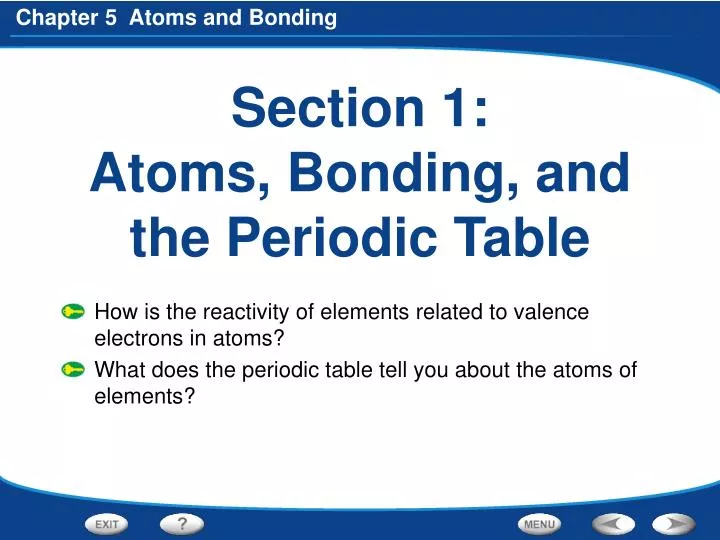 section 1 atoms bonding and the periodic table