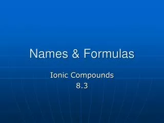 Names &amp; Formulas