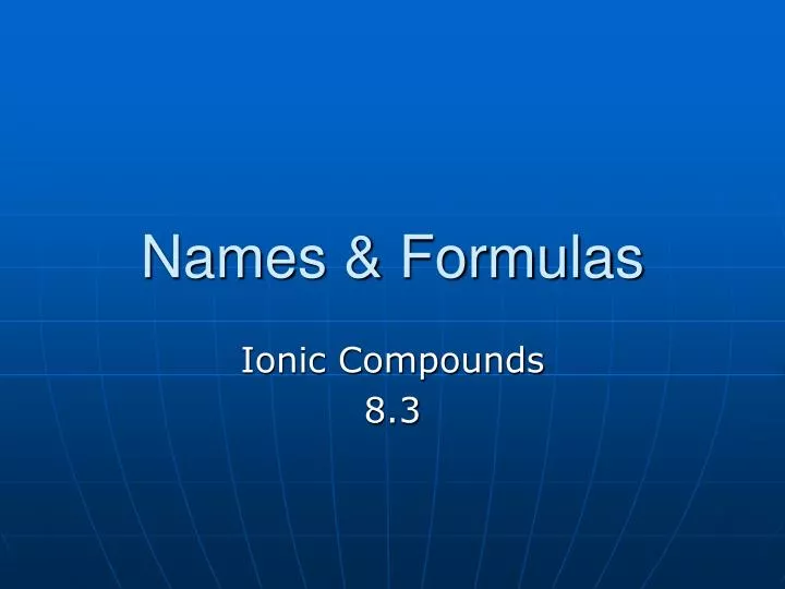 names formulas