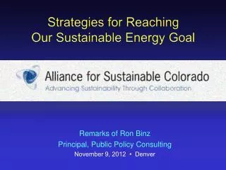 Strategies for Reaching Our Sustainable Energy Goal
