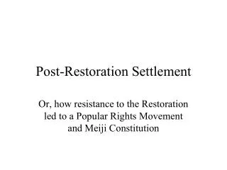 Post-Restoration Settlement