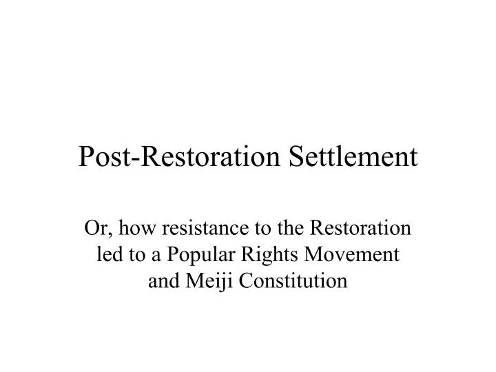 post restoration settlement
