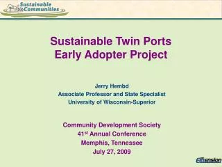 Sustainable Twin Ports Early Adopter Project