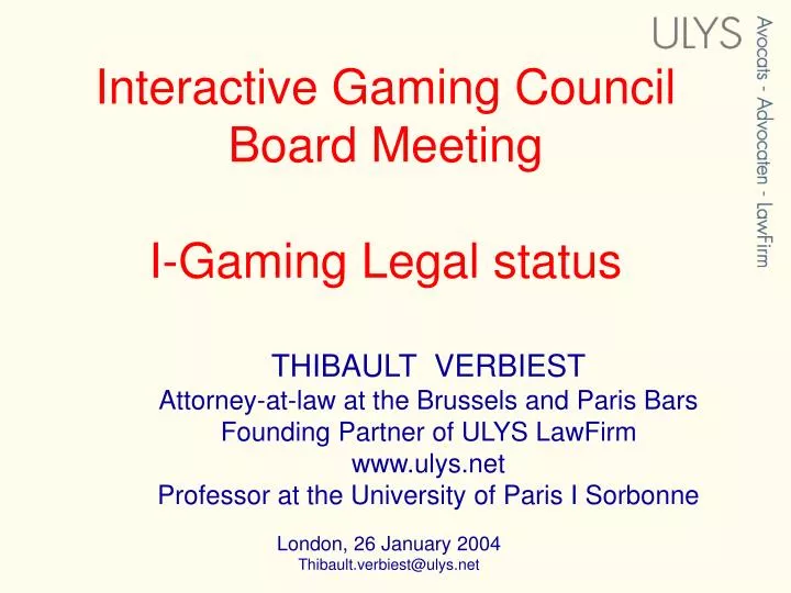 interactive gaming council board meeting i gaming legal status