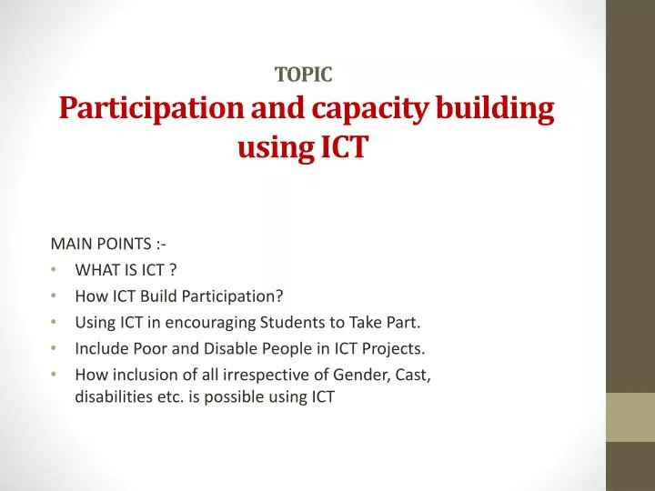 topic participation and capacity building using ict