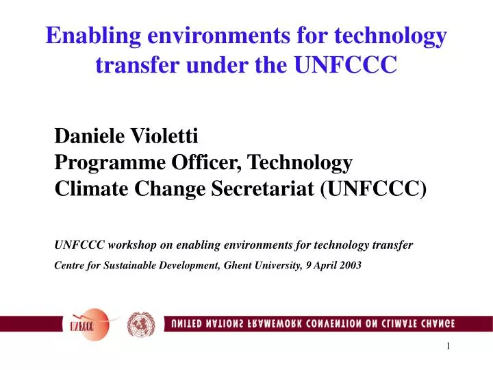 enabling environments for technology transfer under the unfccc