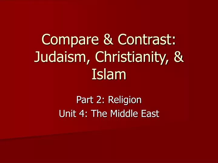 compare contrast judaism christianity islam