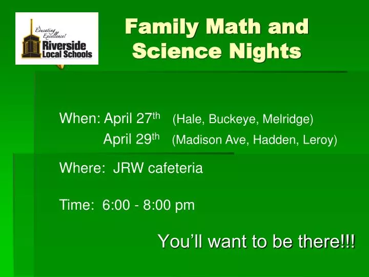 family math and science nights