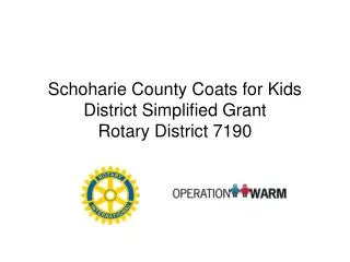 Schoharie County Coats for Kids District Simplified Grant Rotary District 7190