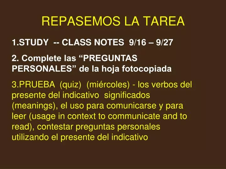 repasemos la tarea