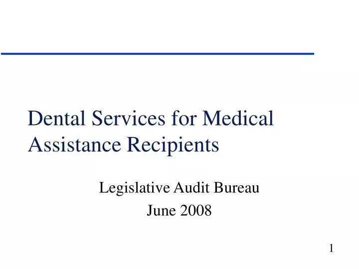 dental services for medical assistance recipients