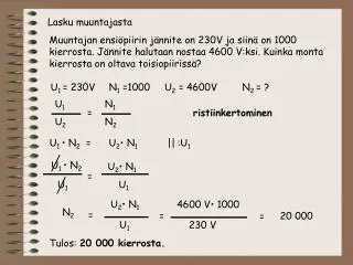 lasku muuntajasta