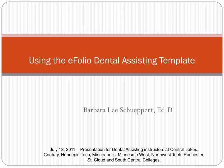 using the efolio dental assisting template