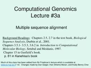 Computational Genomics Lecture #3a