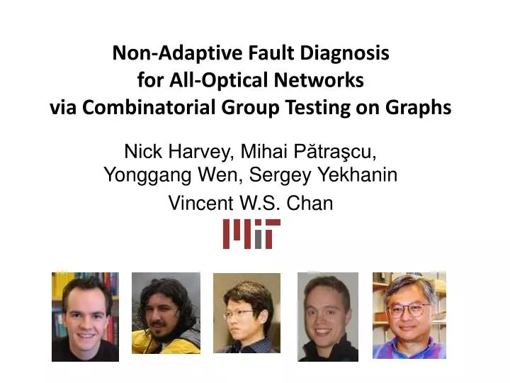 non adaptive fault diagnosis for all optical networks via combinatorial group testing on graphs