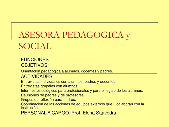 asesora pedagogica y social