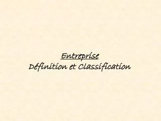 entreprise d finition et classification