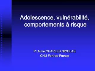 adolescence vuln rabilit comportements risque