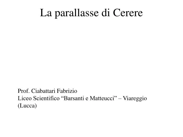 la parallasse di cerere