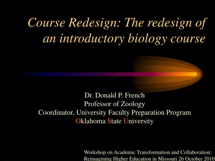 course redesign the redesign of an introductory biology course