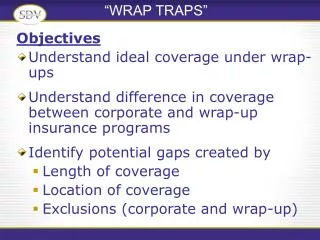 Objectives Understand ideal coverage under wrap-ups