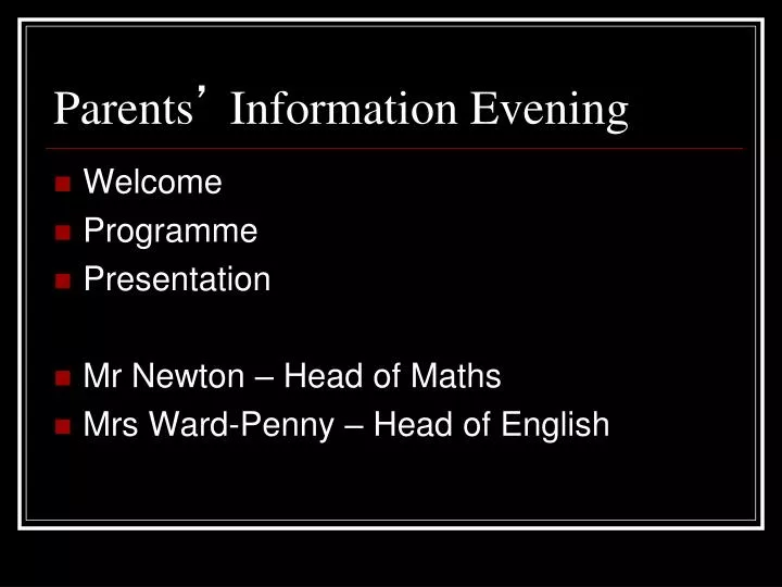 parents information evening