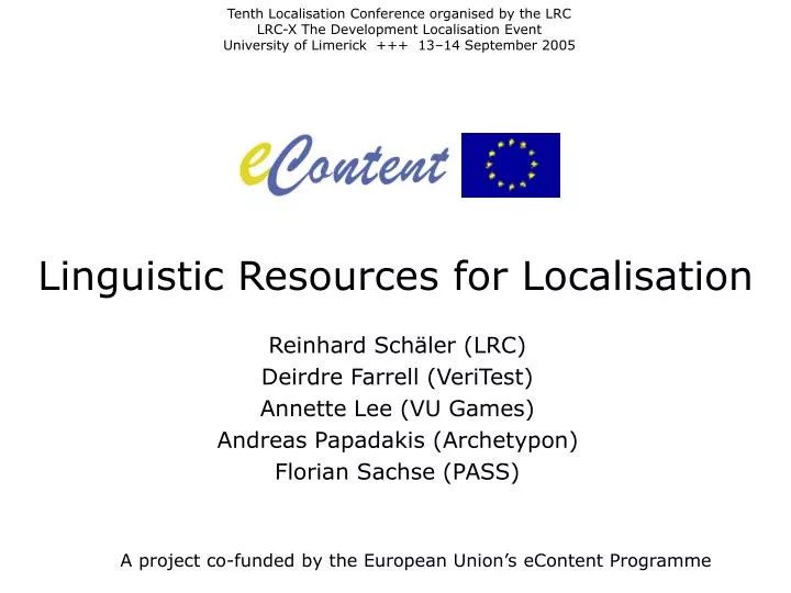linguistic resources for localisation