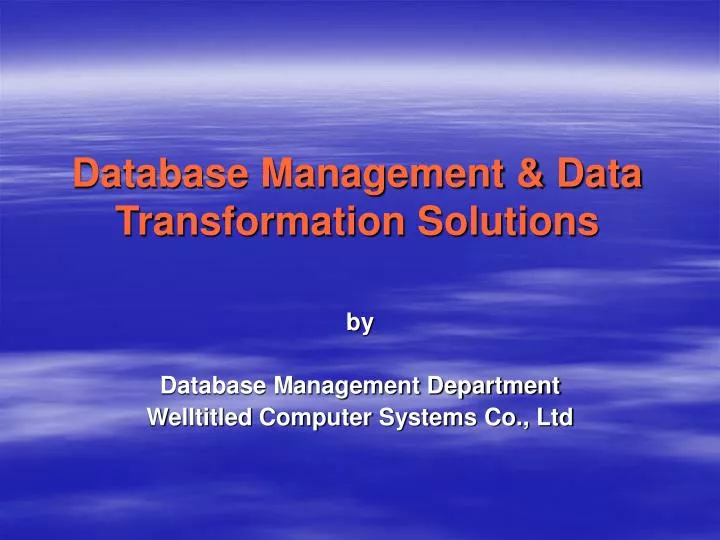 database management data transformation solutions