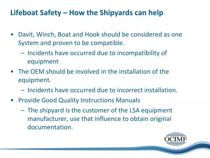 lifeboat safety how the shipyards can help
