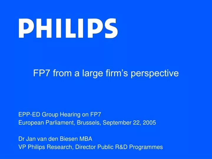 fp7 from a large firm s perspective