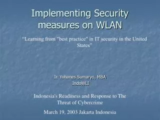 Implementing Security measures on WLAN