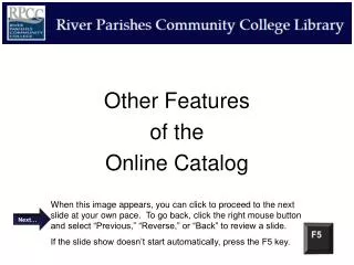 Other Features of the Online Catalog