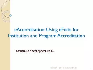 eAccreditation : Using eFolio for Institution and Program Accreditation