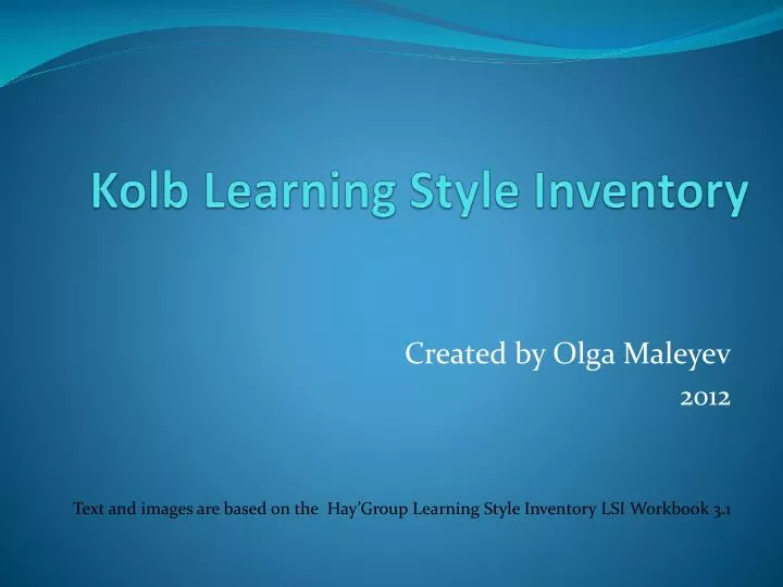 kolb learning style inventory