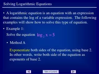 Solving Logarithmic Equations