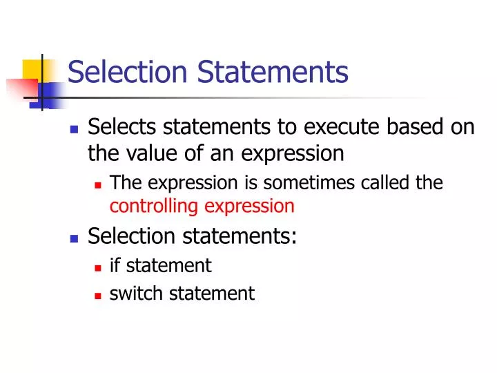 selection statements