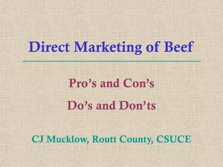 direct marketing of beef