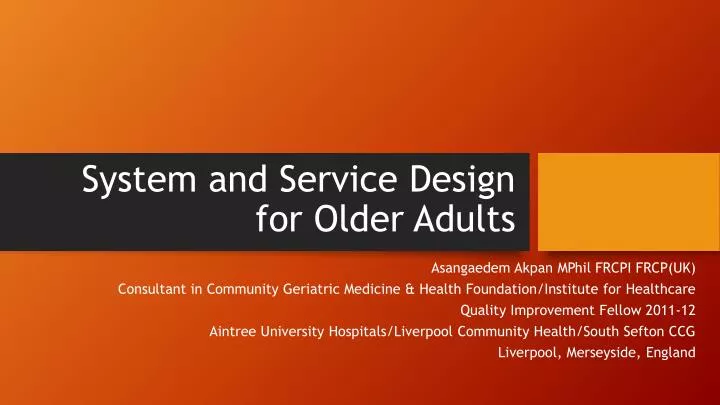 system and service design for older adults