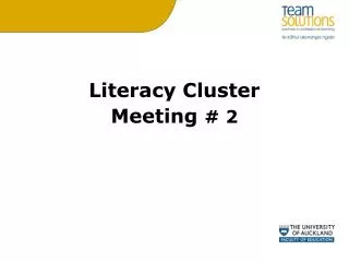 Literacy Cluster Meeting # 2