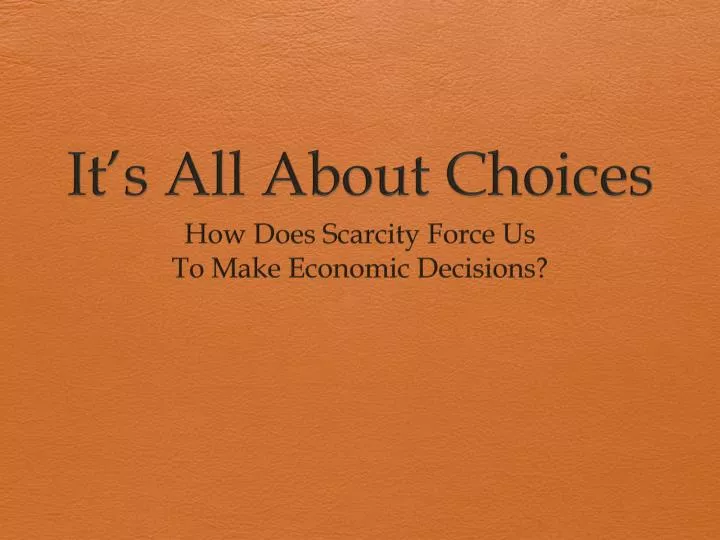 it s all about choices