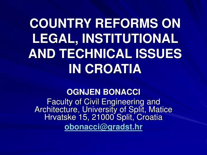 country reforms on legal institutional and technical issues in croatia