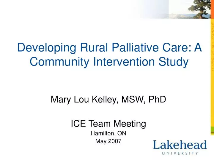 developing rural palliative care a community intervention study