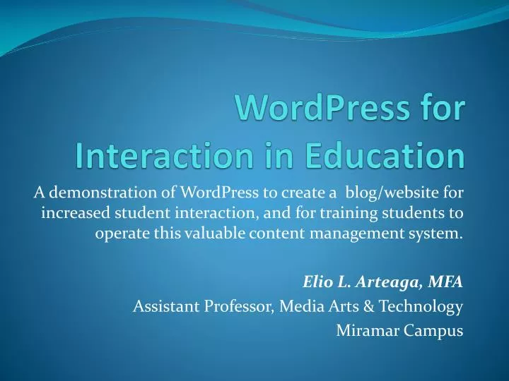 wordpress for interaction in education